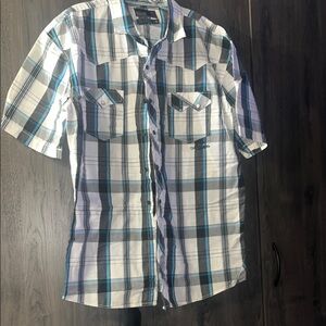 Blue and white button down with snake size XXL
